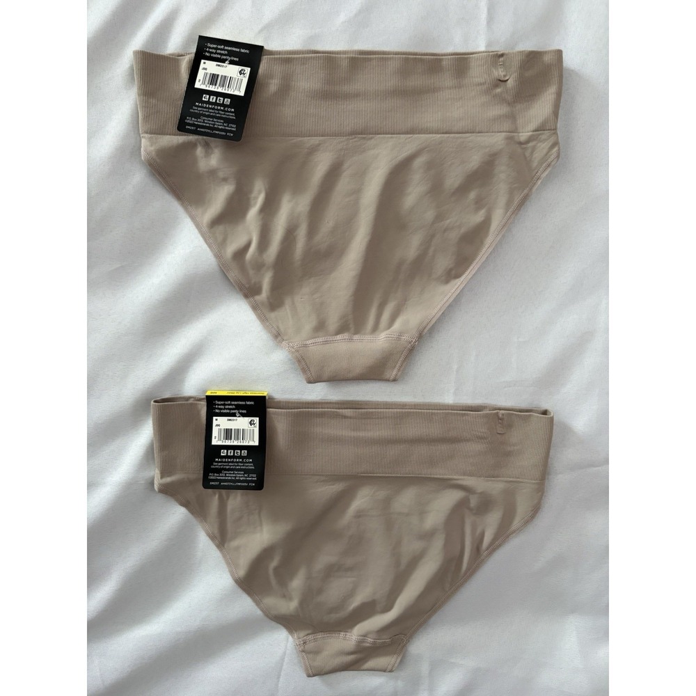 NEW Maidenform Seamless High Leg Bikini Beige  Women's DM2317 Size Medium 2 Pair - Picture 4 of 5